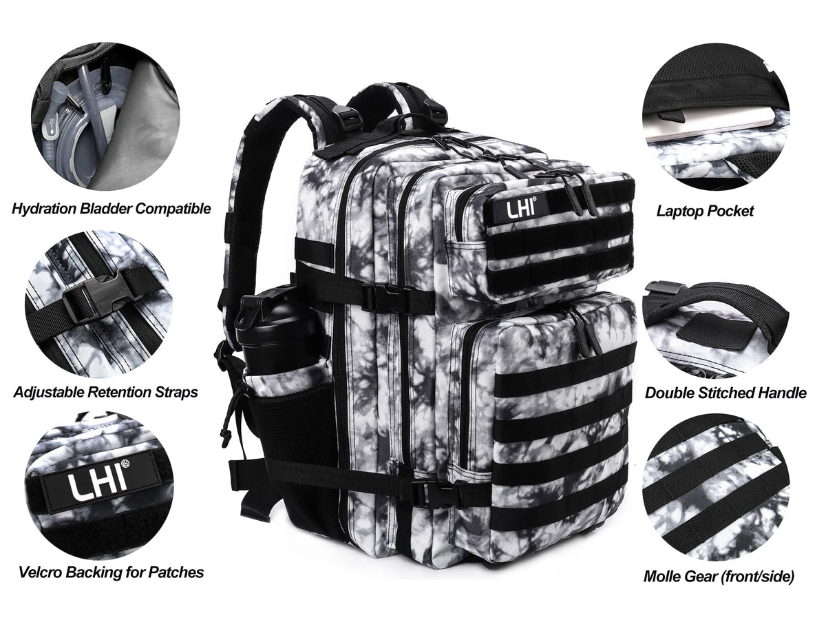 LHI Military Tactical Backpack for Men and Women 45L Army 3 Days Assault Pack Bag Large Rucksack with Molle System Khaki