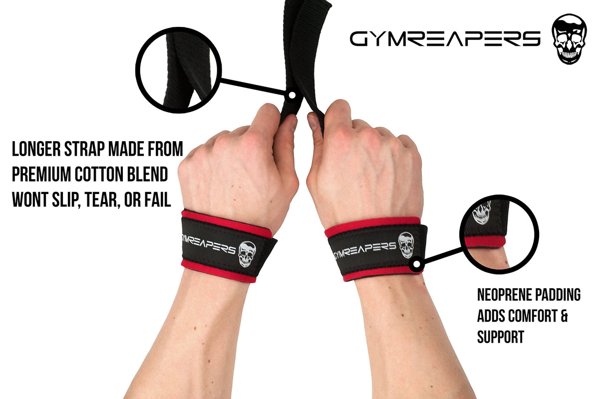 Gymreapers Lifting Wrist Straps for Weightlifting, Bodybuilding, Powerlifting, Strength Training, & Deadlifts - Padded Neoprene with 18" Cotton