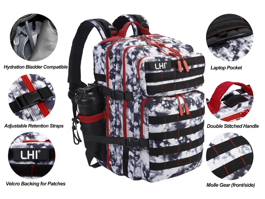 LHI Military Tactical Backpack for Men and Women 45L Army 3 Days Assault Pack Bag Large Rucksack with Molle System Khaki