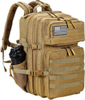 LHI Military Tactical Backpack for Men and Women 45L Army 3 Days Assault Pack Bag Large Rucksack with Molle System Khaki