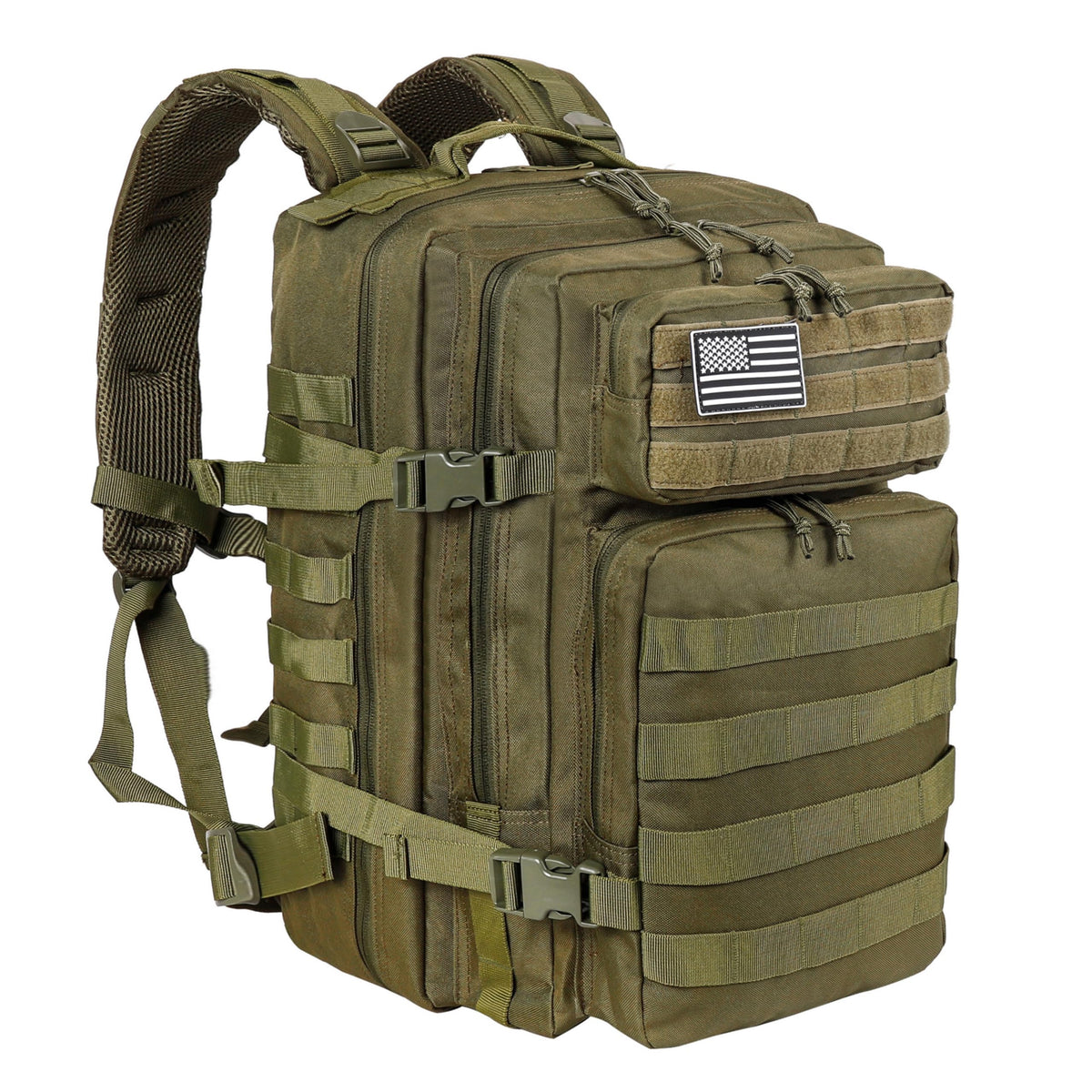 LHI Military Tactical Backpack for Men and Women 45L Army 3 Days Assault Pack Bag Large Rucksack with Molle System Khaki