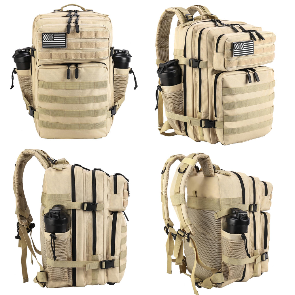 LHI Military Tactical Backpack for Men and Women 45L Army 3 Days Assault Pack Bag Large Rucksack with Molle System Khaki