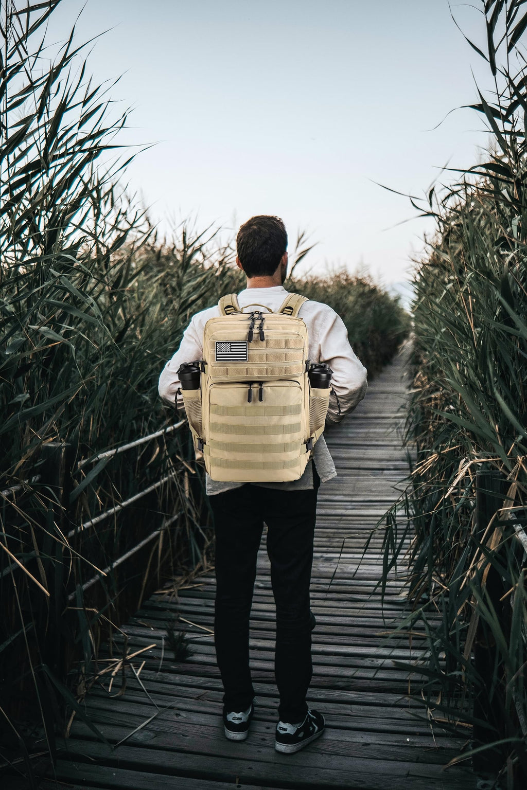 LHI Military Tactical Backpack for Men and Women 45L Army 3 Days Assault Pack Bag Large Rucksack with Molle System Khaki