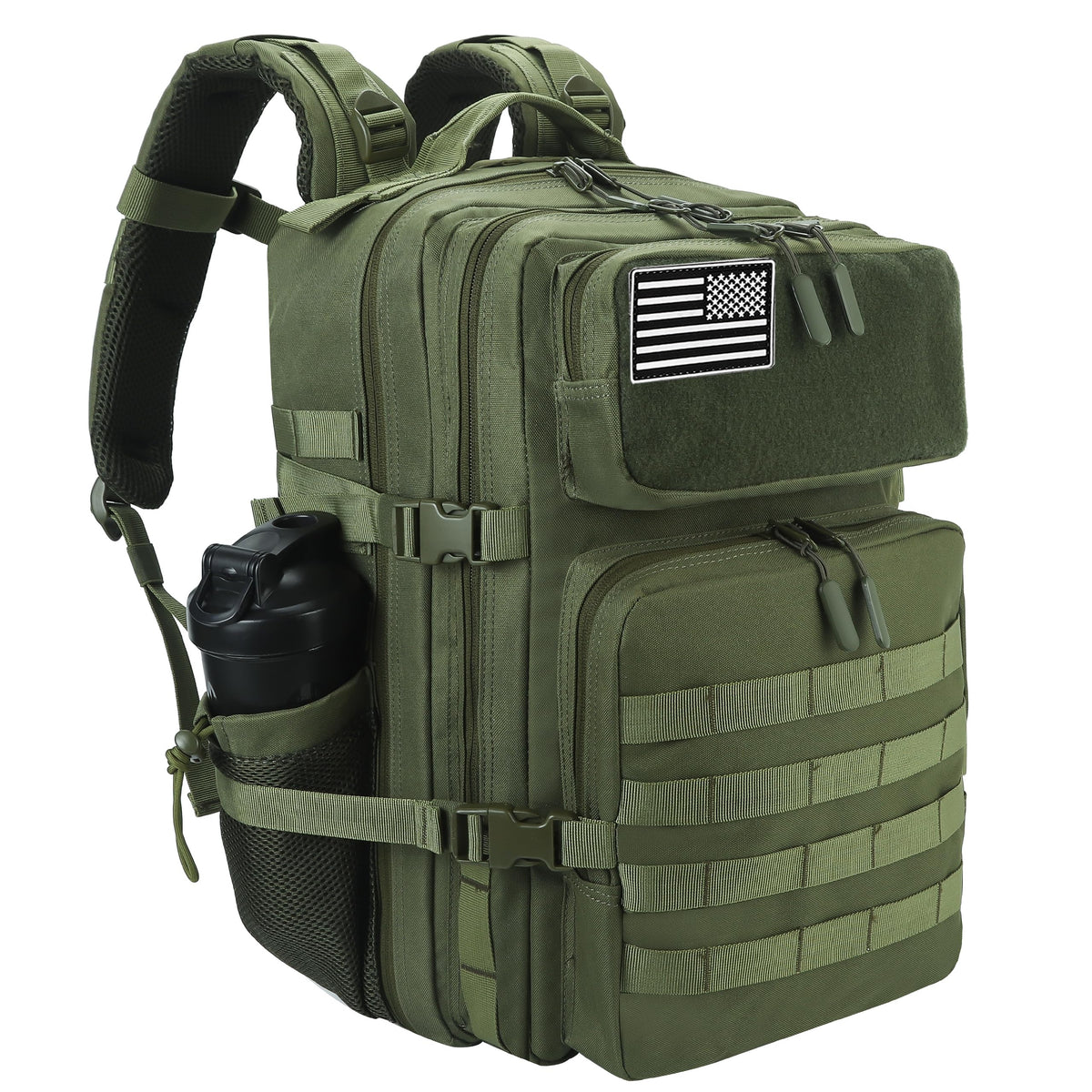 LHI Military Tactical Backpack for Men and Women 45L Army 3 Days Assault Pack Bag Large Rucksack with Molle System Khaki