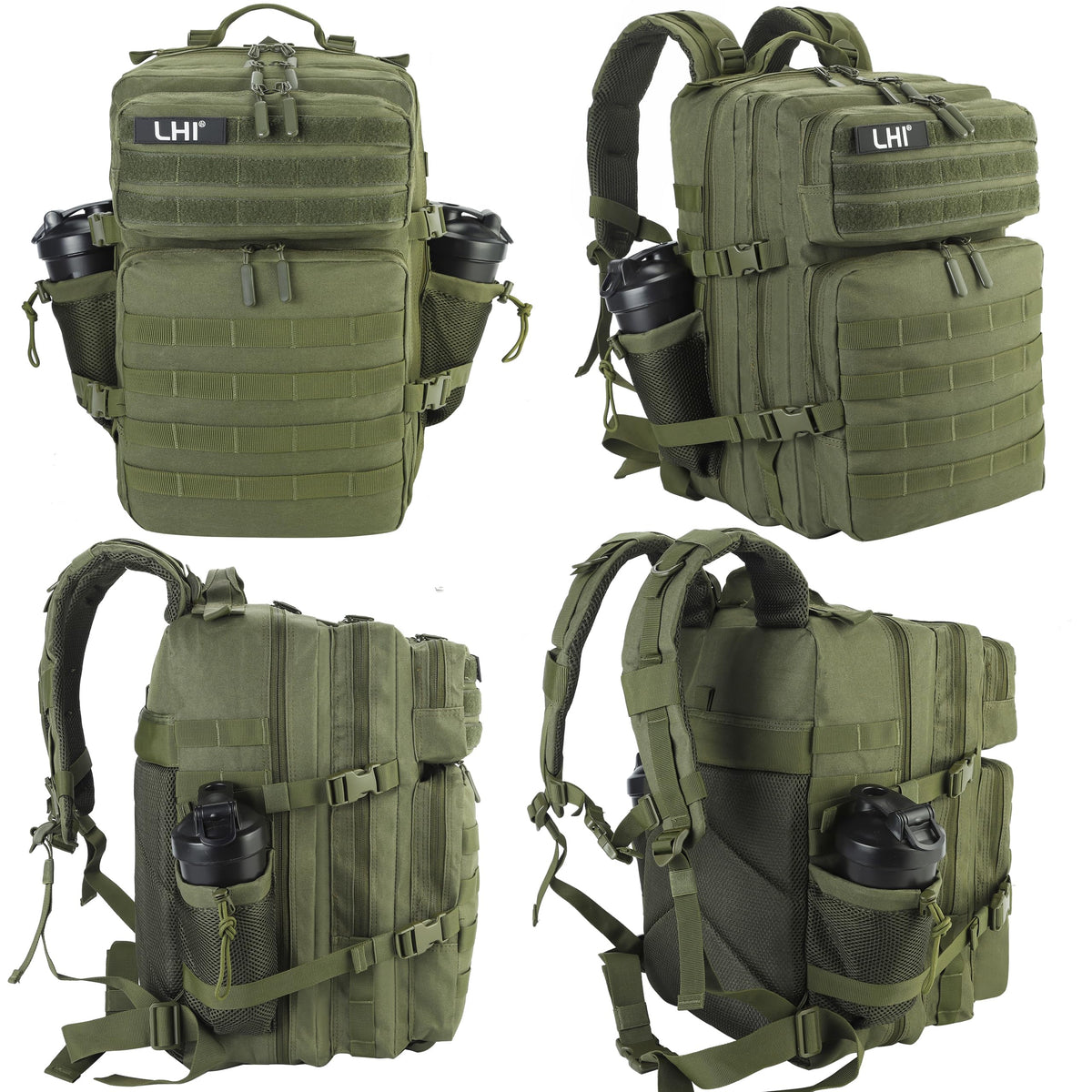 LHI Military Tactical Backpack for Men and Women 45L Army 3 Days Assault Pack Bag Large Rucksack with Molle System Khaki