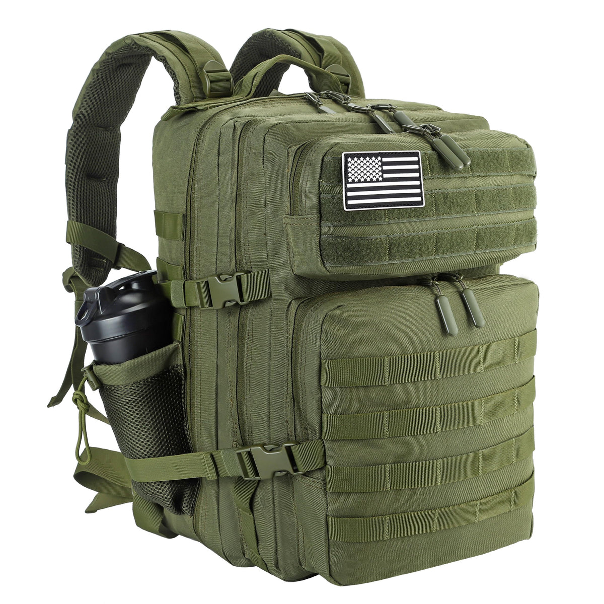 LHI Military Tactical Backpack for Men and Women 45L Army 3 Days Assault Pack Bag Large Rucksack with Molle System Khaki